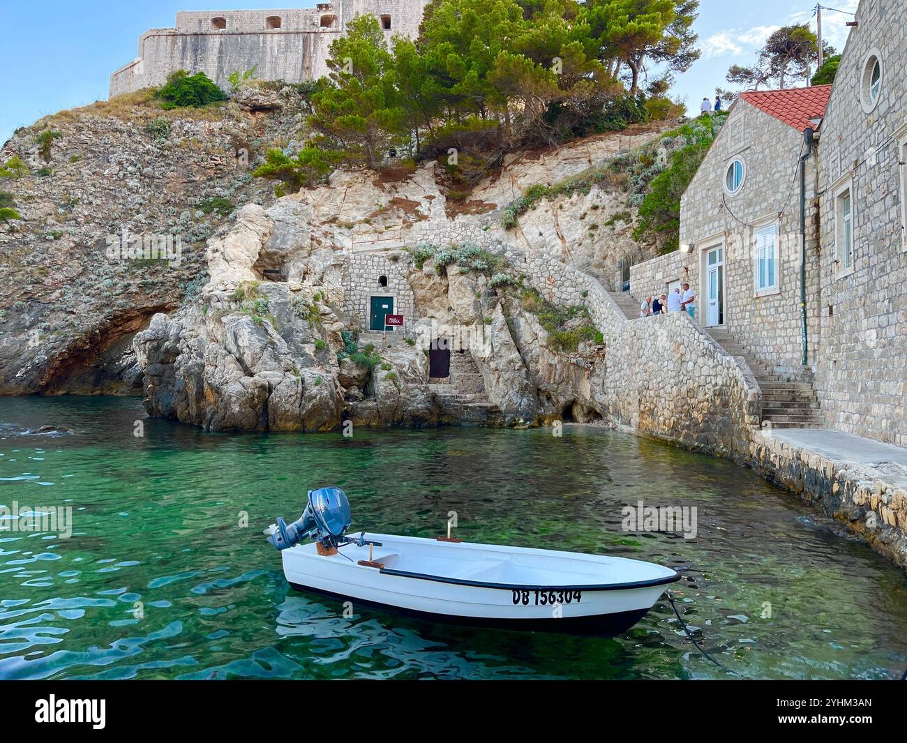 WHITE BOAT IN DUBROVNIK - Smartphone Captured Stock Image