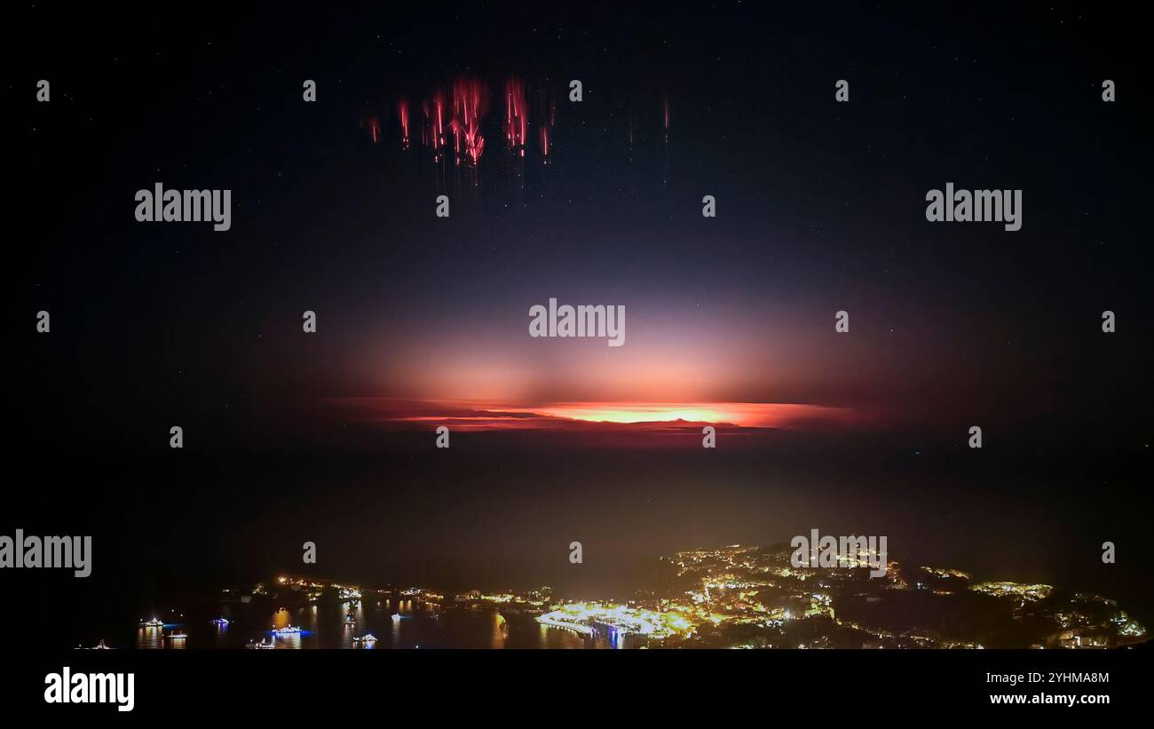 Sprites or Red Sprites above a Mediterranean thunderstorm opposite ...