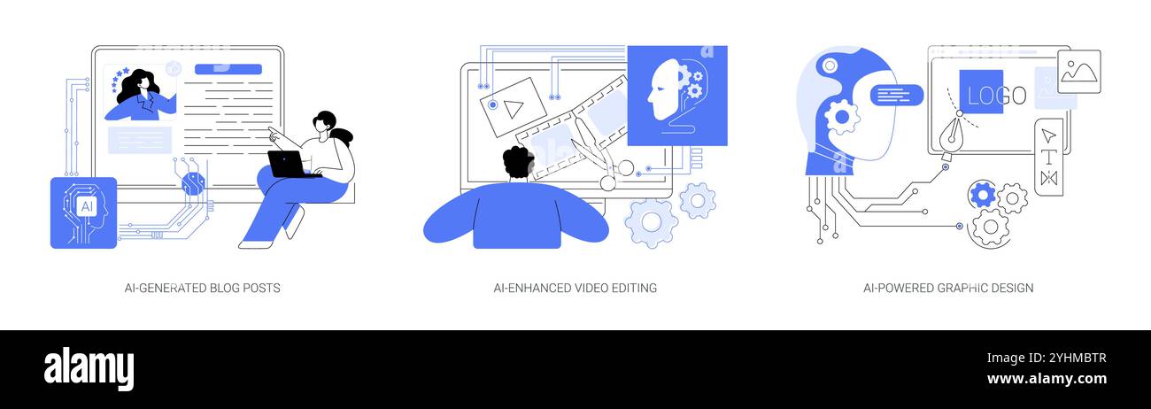 AI-Enhanced software abstract concept vector illustrations Stock Vector ...
