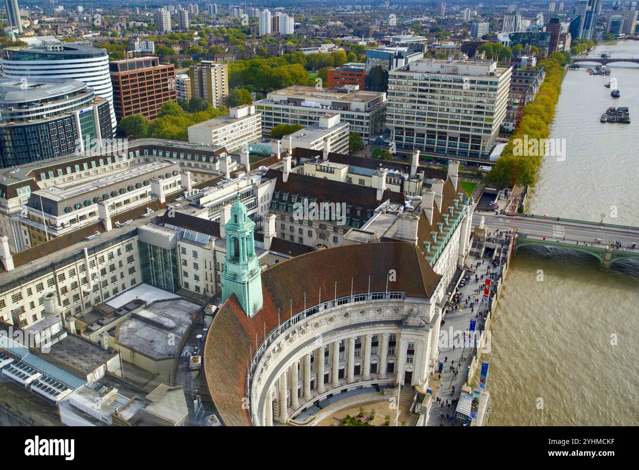 County Hall as seen from London Eye, South Bank, Lambeth, London ...