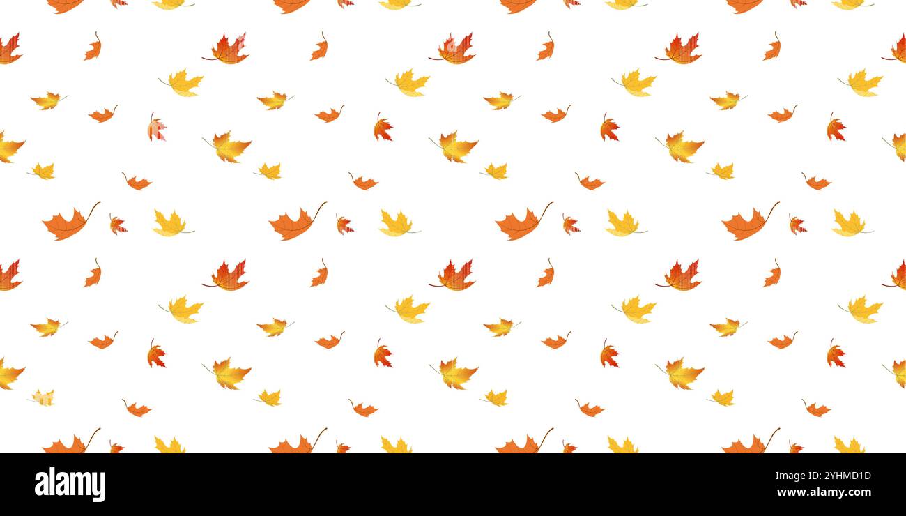 maple leaves fall seamless pattern, autumn concept vector illustration isolated on white background. Stock Vector