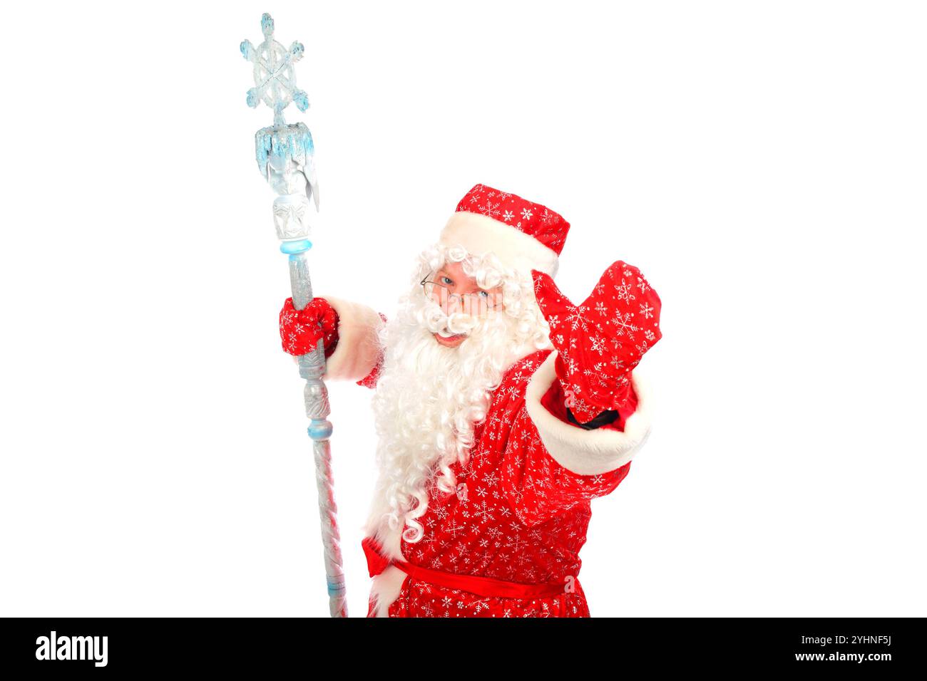 Santa Staff santa claus with christmas staff Stock Photo - Alamy