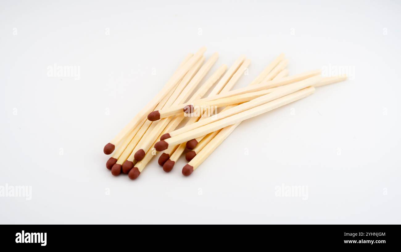 Pile of cooks matches on white background Stock Photo