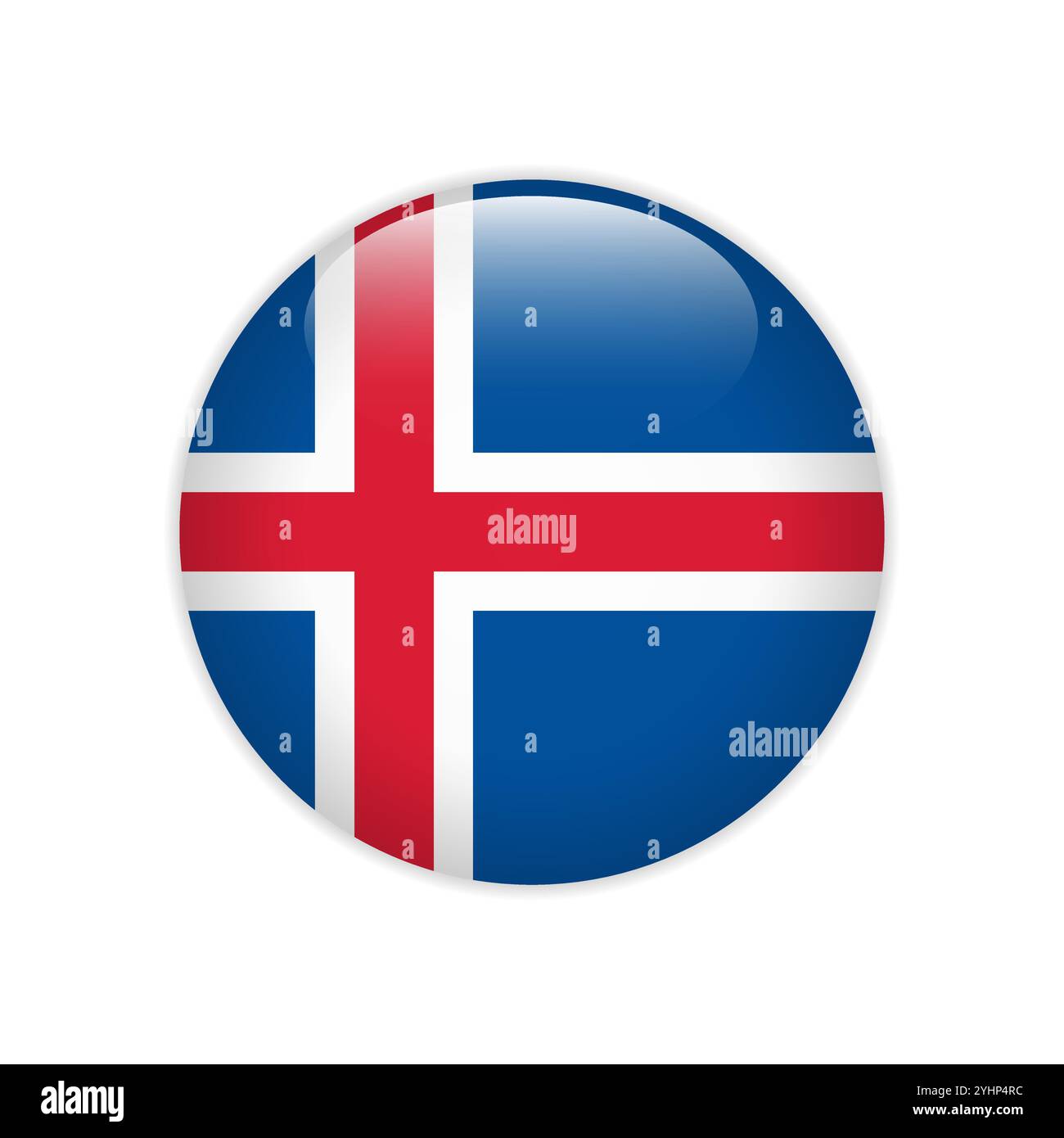 Iceland flag on button Stock Vector