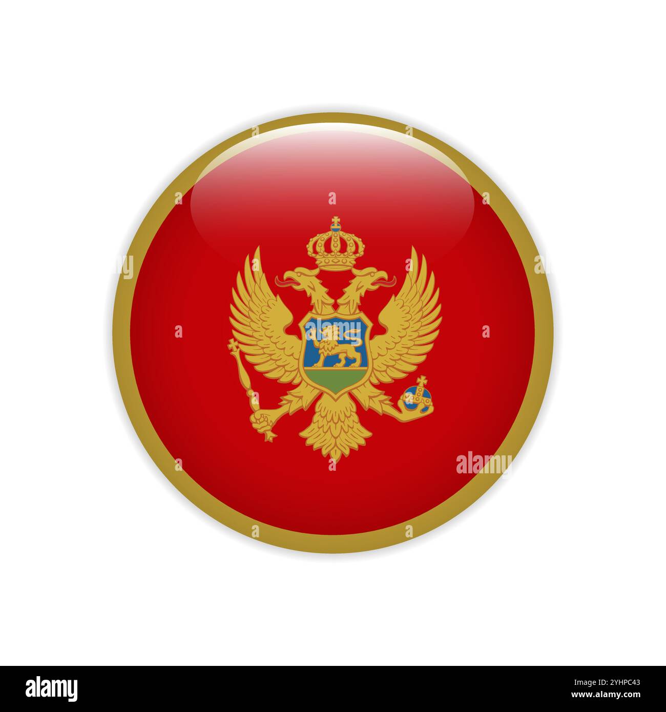 Montenegro flag on button Stock Vector