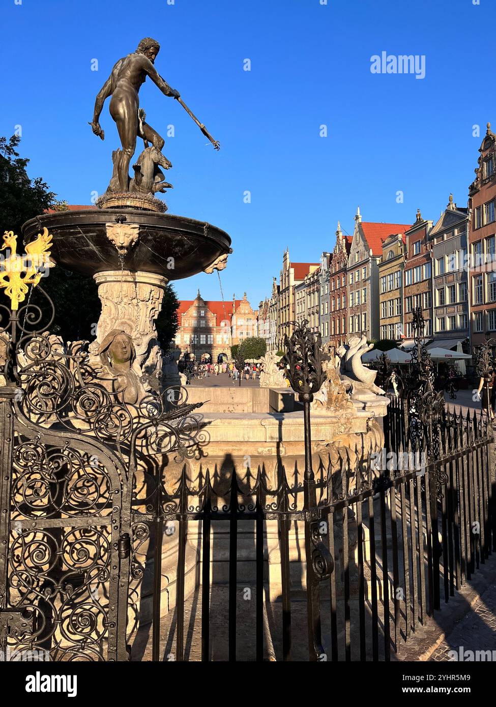 Gdansk, Gda?sk, Gdansk Neptune fountain, Gdansk sightseeing, Gdansk landmark, Gdansk tourism, Neptune Statue, Old Town of Gdansk, Gdansk Poland - Smartphone Captured Stock Image