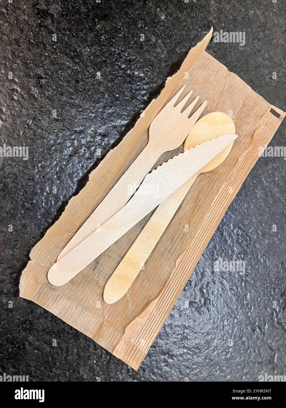 Set of disposable wooden cutlery - Smartphone Captured Stock Image