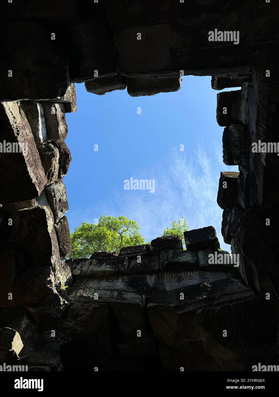 Different perspective , Blue sky , Angkor temple , Cambodia - Smartphone Captured Stock Image