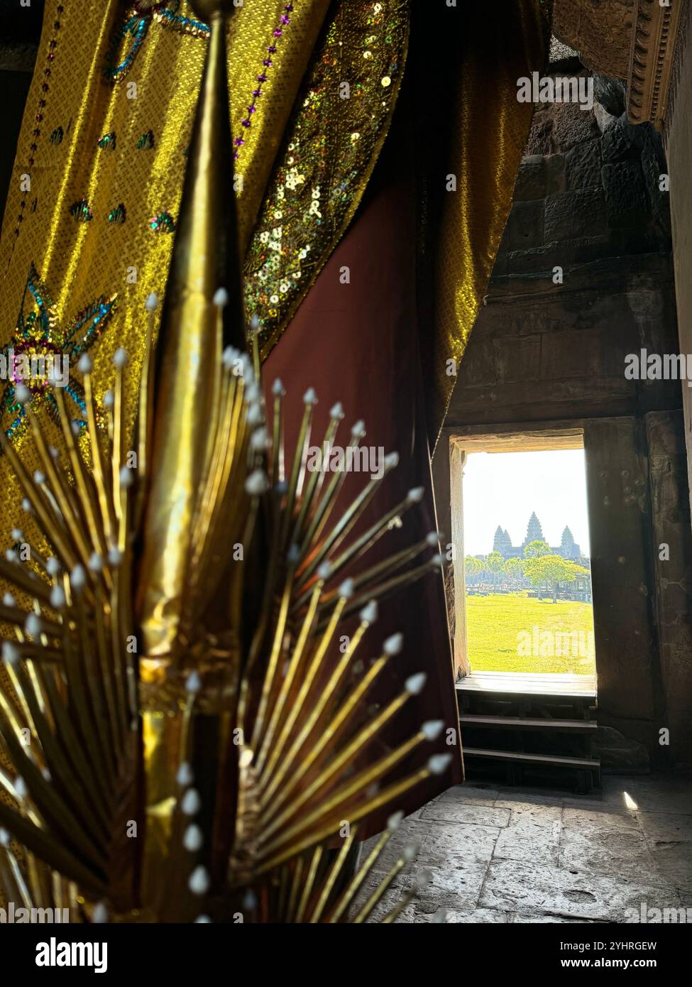 Angkor Wat  - a hindu & buddhist temple , located within the ancient Khmer capital city , Unesco world heritage site, Siem Reap , Cambodia - Smartphone Captured Stock Image