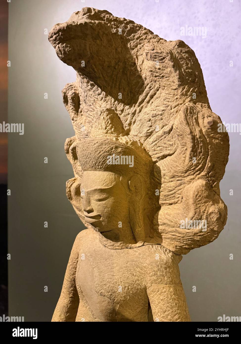 Statue of different deity (dating back from 9th to 13th century), Angkor National Museum, Siem reap , Cambodia - Smartphone Captured Stock Image