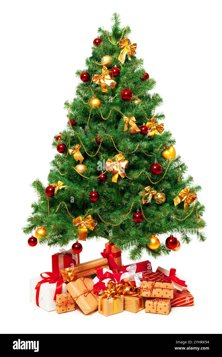 Christmas Tree isolated on white background Stock Photo - Alamy