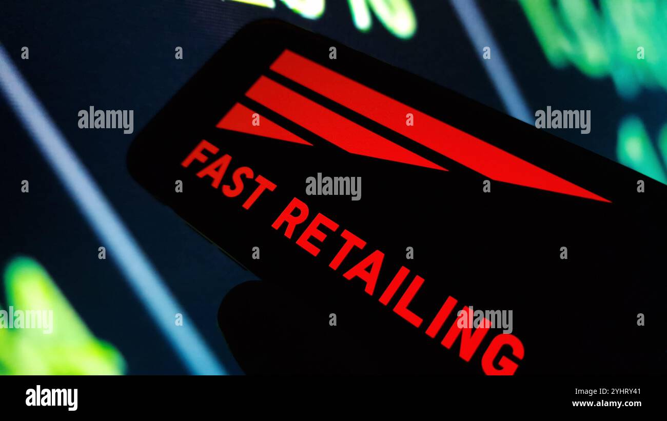 Konskie, Poland - November 12, 2024: Fast Retailing company logo ...