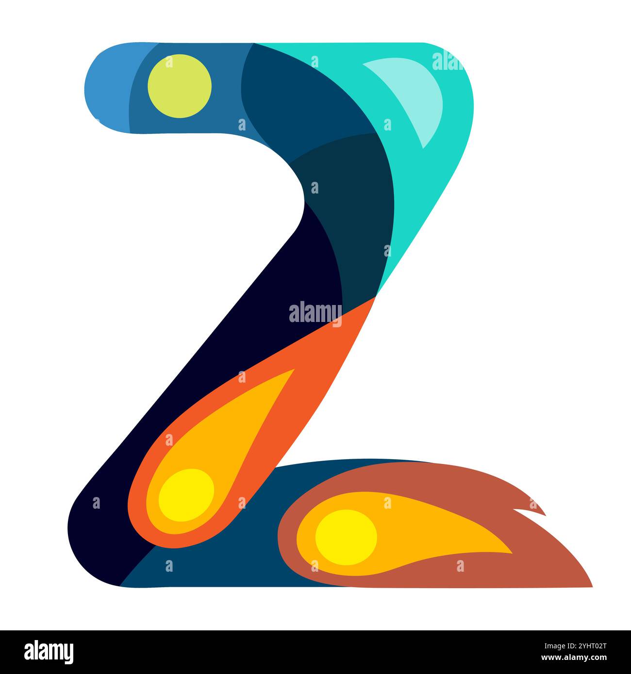cosmos effect alphabet letter vector illustration. Modern fantasy character. Stock Vector