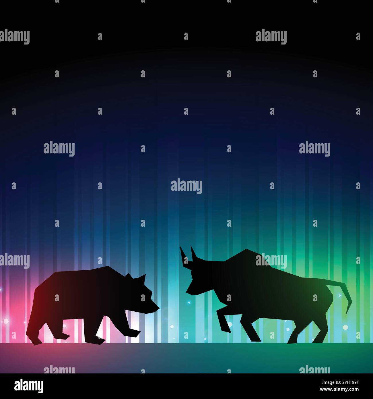 stock market illustrator with bull and bear Stock Vector Image & Art ...