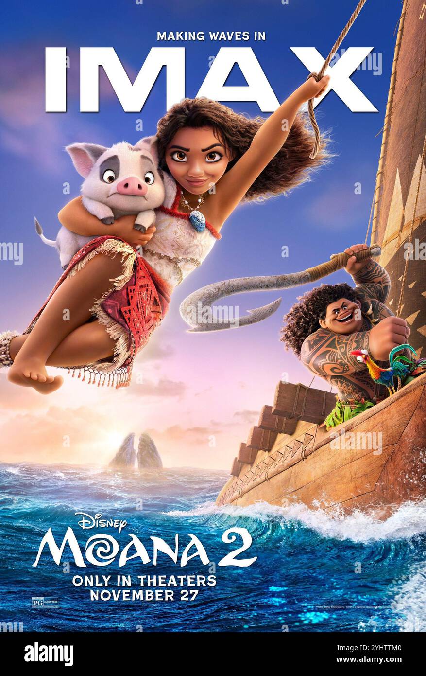 MOANA 2, IMAX poster, from left: Pua Pig, Moana (voice: Auli'i Cravalho ...