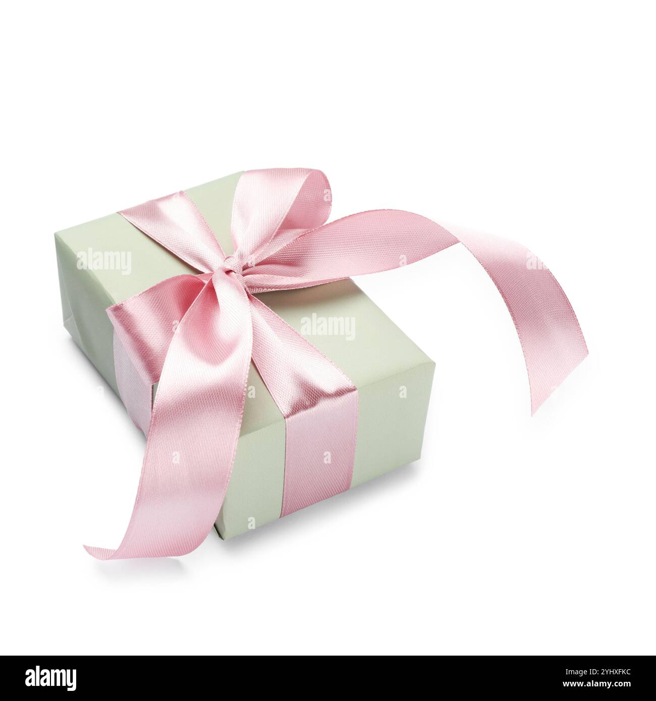 Beautiful gift box with pink bow isolated on white Stock Photo - Alamy