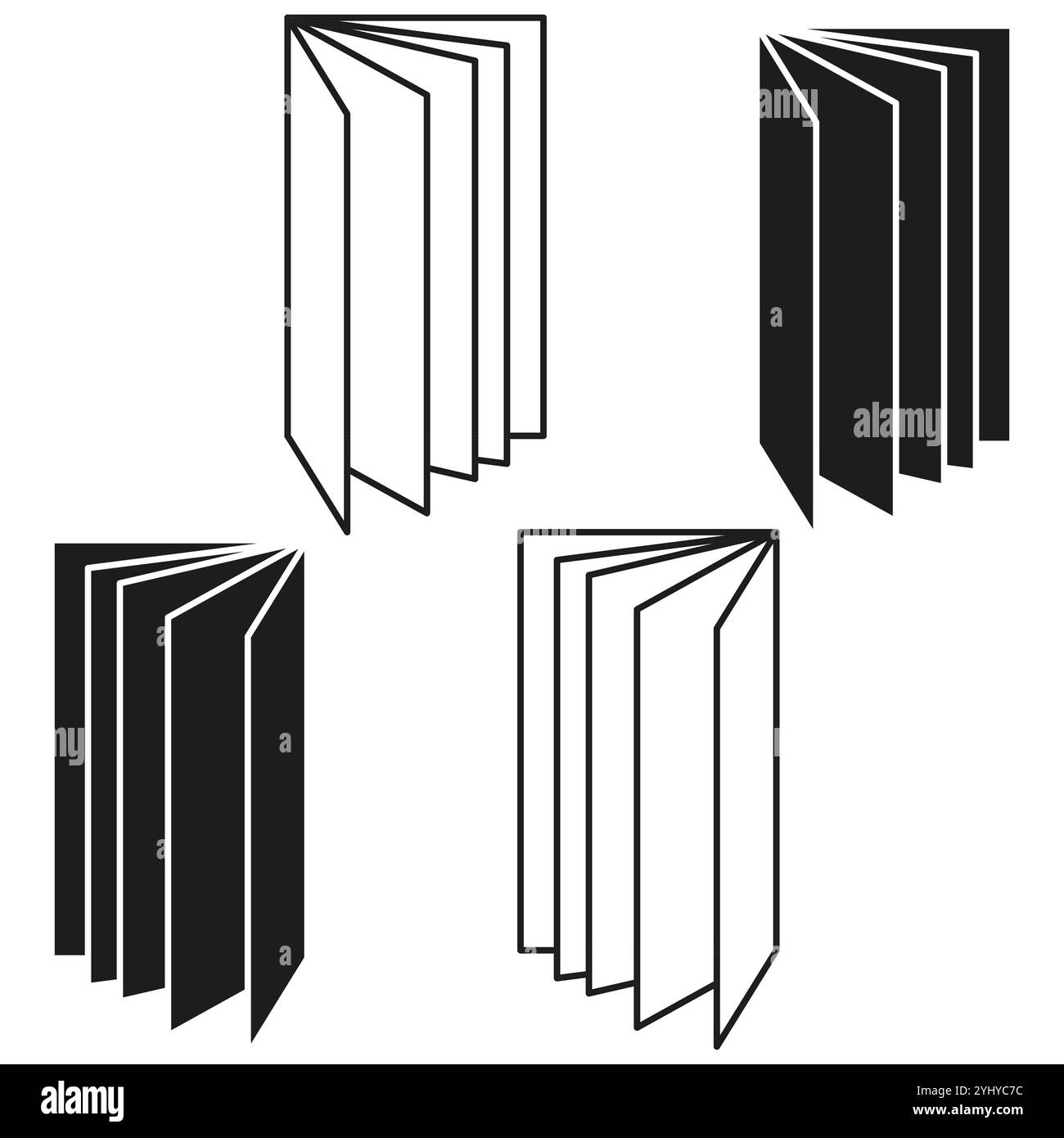 Book icon. Page outlines. Opened book shape. Vector illustration. Stock Vector