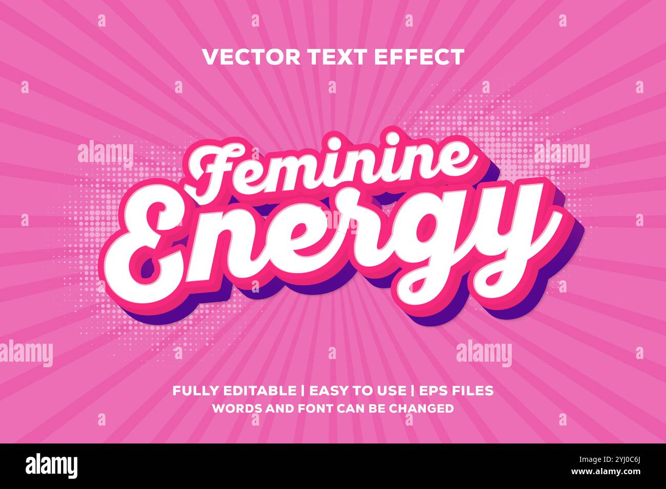 feminine energy vector text effect is fully editable Stock Vector