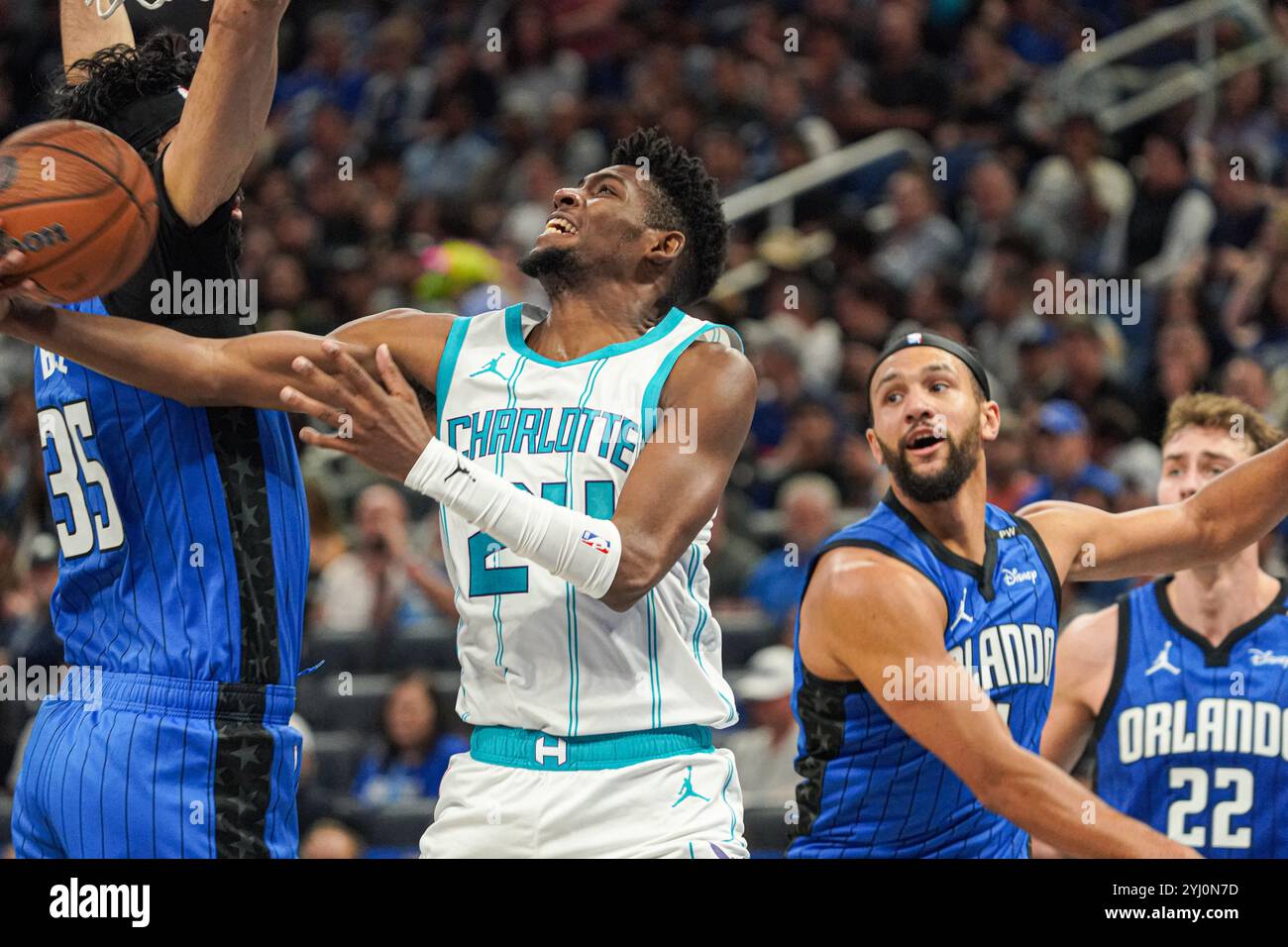 Orlando florida usa november charlotte hornets guard brandon miller attempt to score at the kia center credit marty jean loui Orlando florida usa november charlotte hornets guard brandon miller attempt to score at the kia center credit marty jean loui