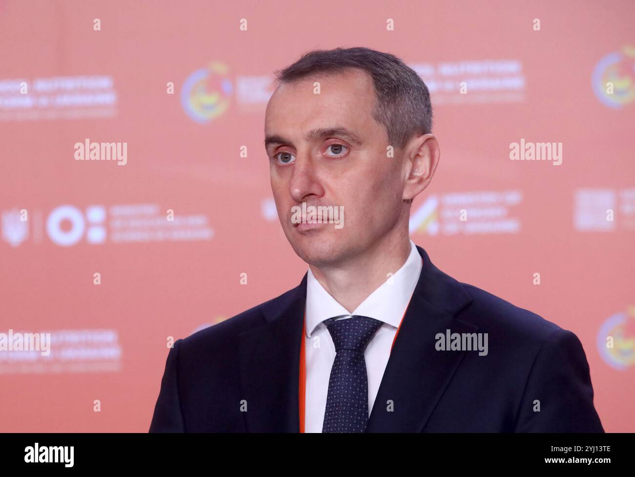 KYIV, UKRAINE - NOVEMBER 12, 2024 - Health Minister Viktor Liashko takes part in the European Regional Summit of School Meals Coalition, Kyiv, capital Stock Photo