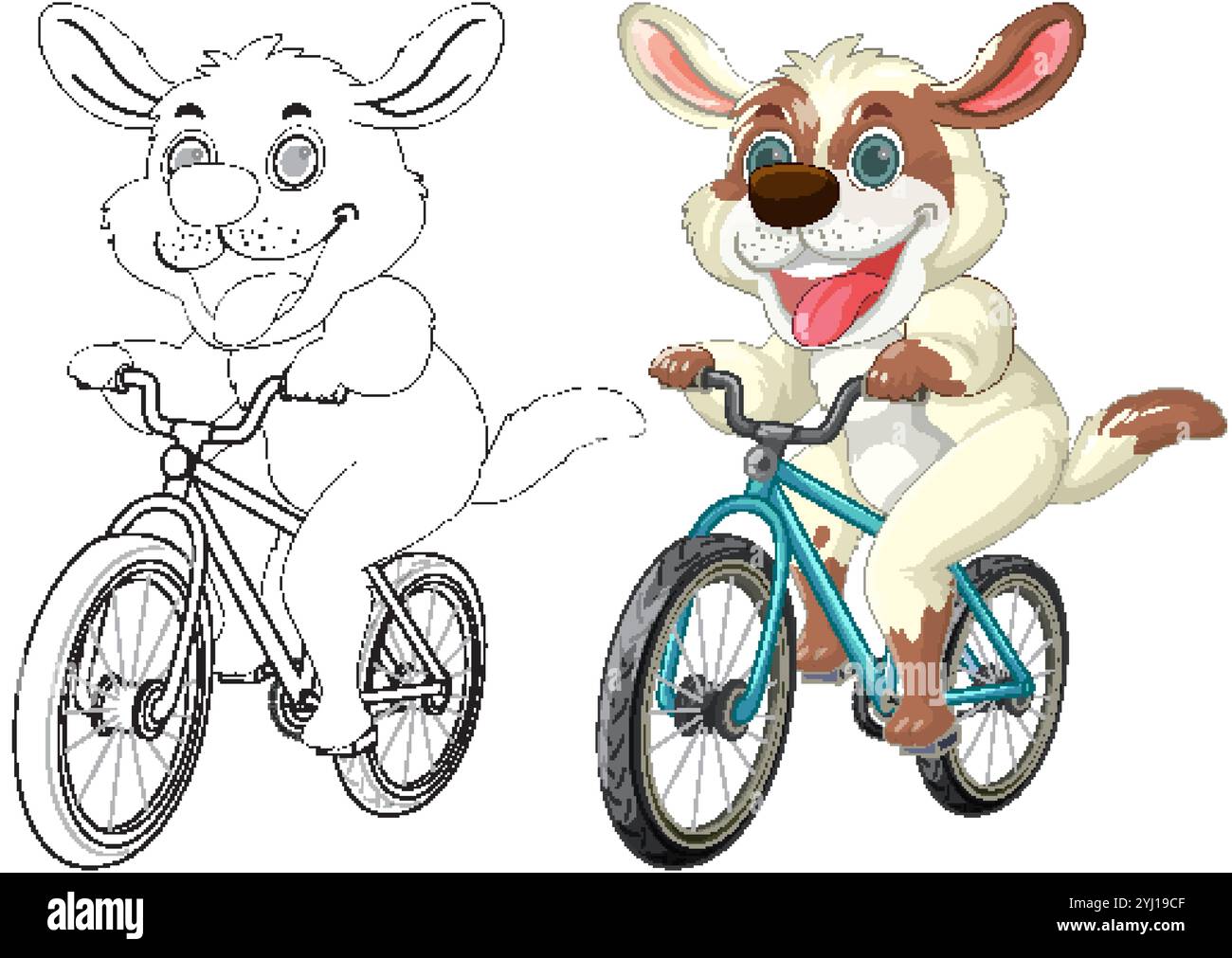 Dog riding bike cartoon hi-res stock photography and images - Alamy