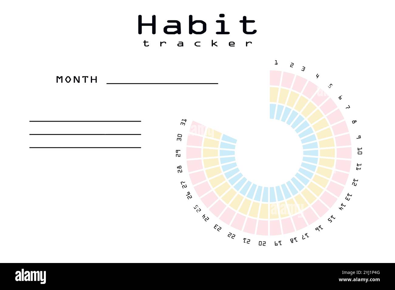 Habit tracker for MONTH. Template mockup. Vector personal organizer. Minimalist simple planner Stock Vector
