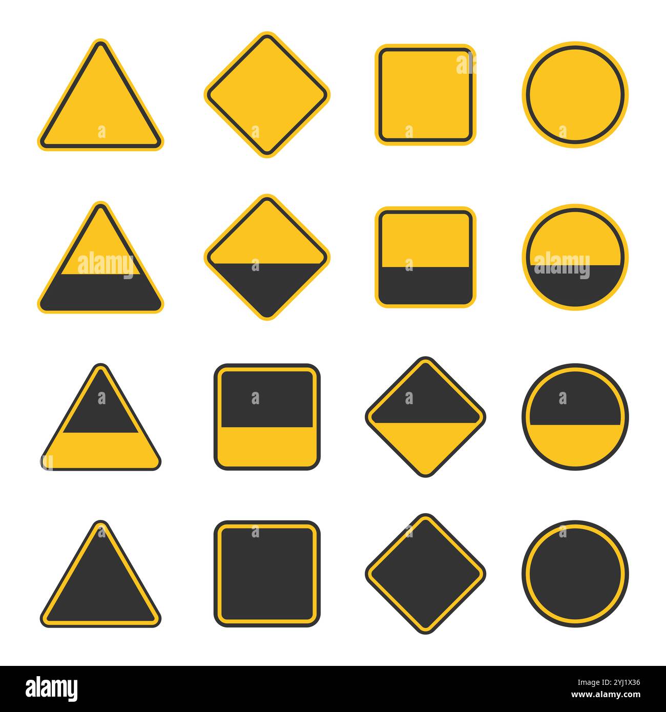Blank Black And White Caution Sign Blank Green Highway Road Signs