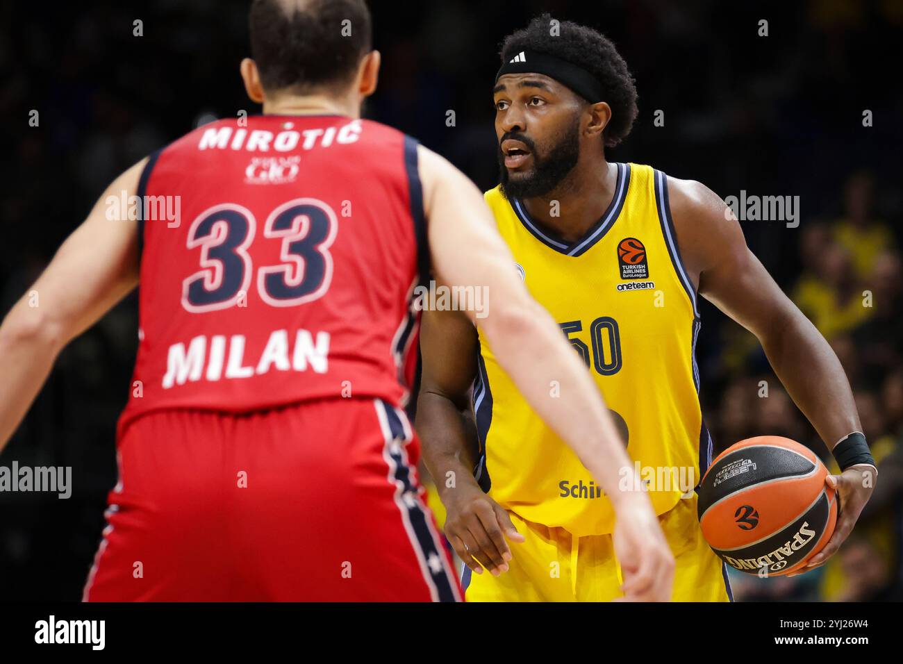 Berlin, Germany. 12th Nov, 2024. Trevion Williams (50) of ALBA Berlin seen during the Turkish Airlines EuroLeague basketball match between ALBA Berlin and EA7 Emporio Armani Milano at the Uber Arena in Berlin. Credit: Gonzales Photo/Alamy Live News Stock Photo