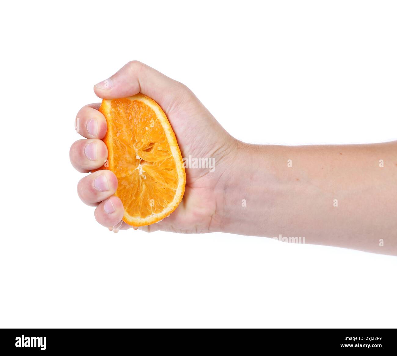 Human hand holding half orange hi-res stock photography and images - Alamy