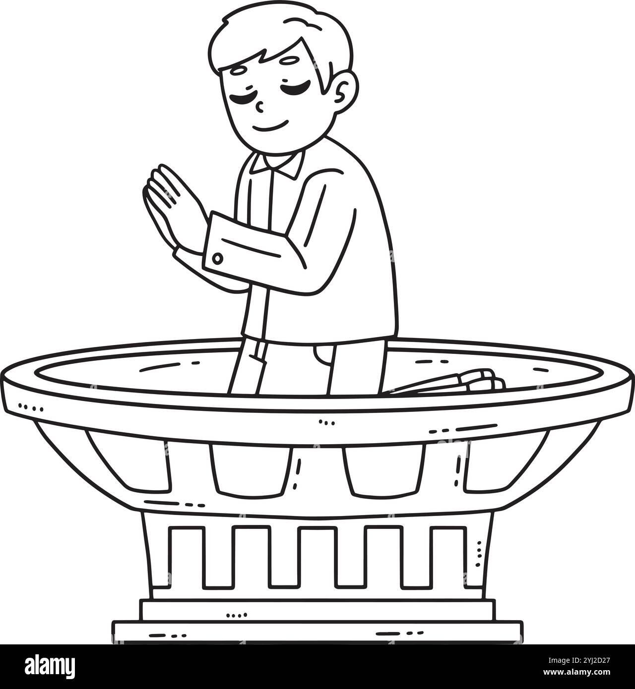 Baptism Font Child Praying Isolated Coloring Page Stock Vector Image ...