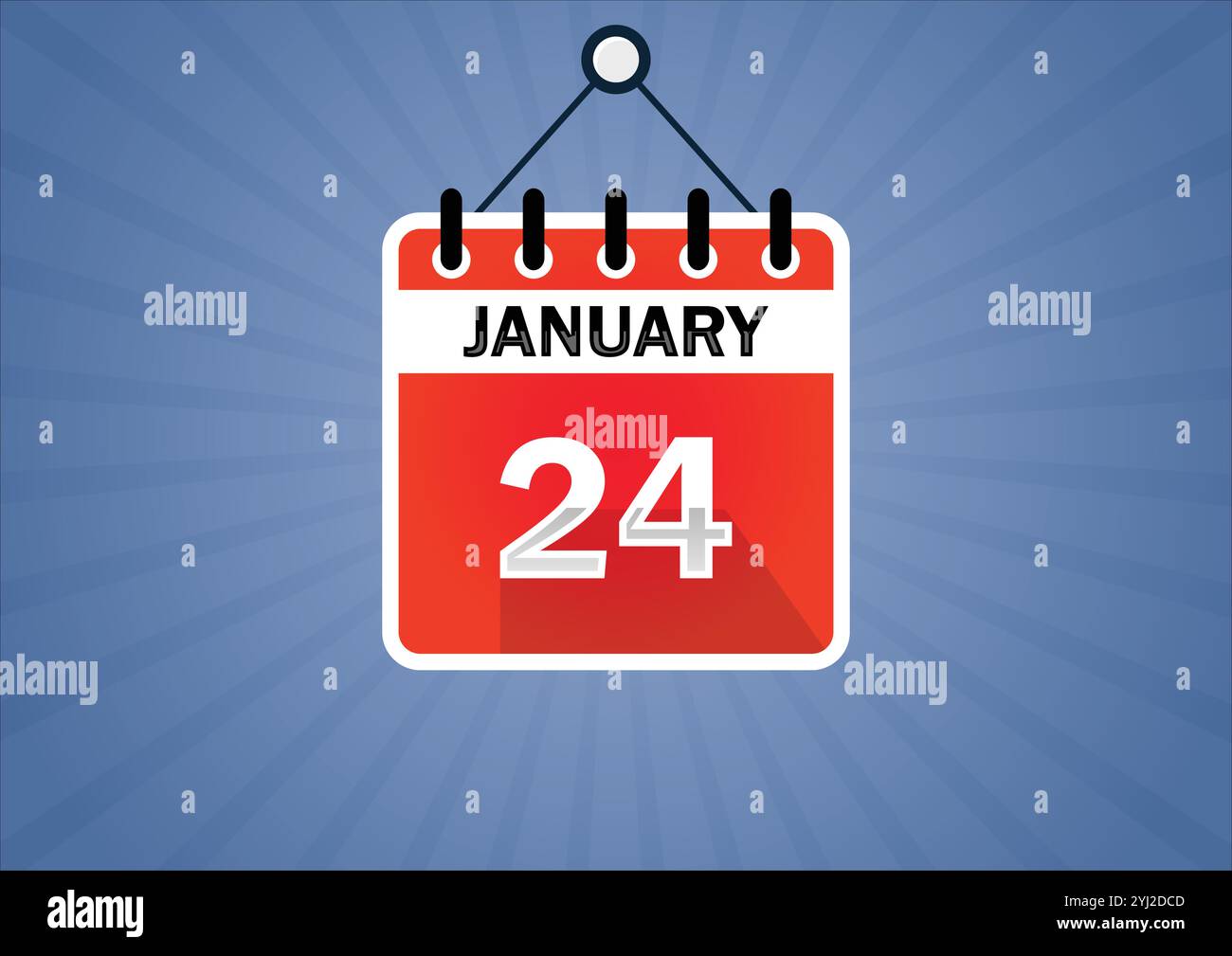 January 24, Calendar hanging sign. 24th days of the month, modern