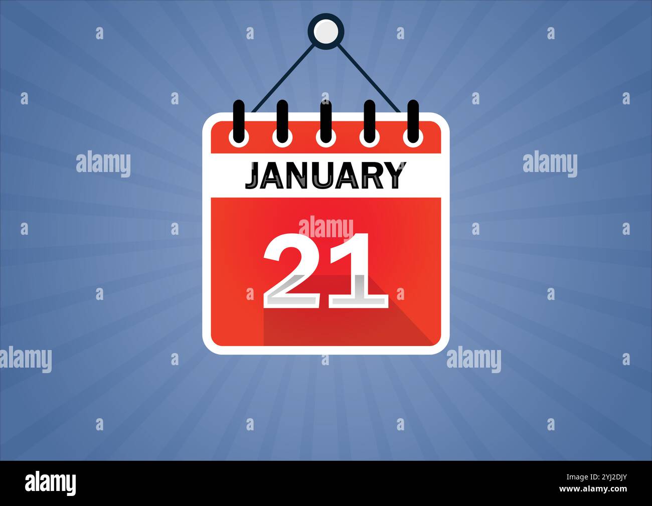January 21, Calendar hanging sign. 21th days of the month, modern ...