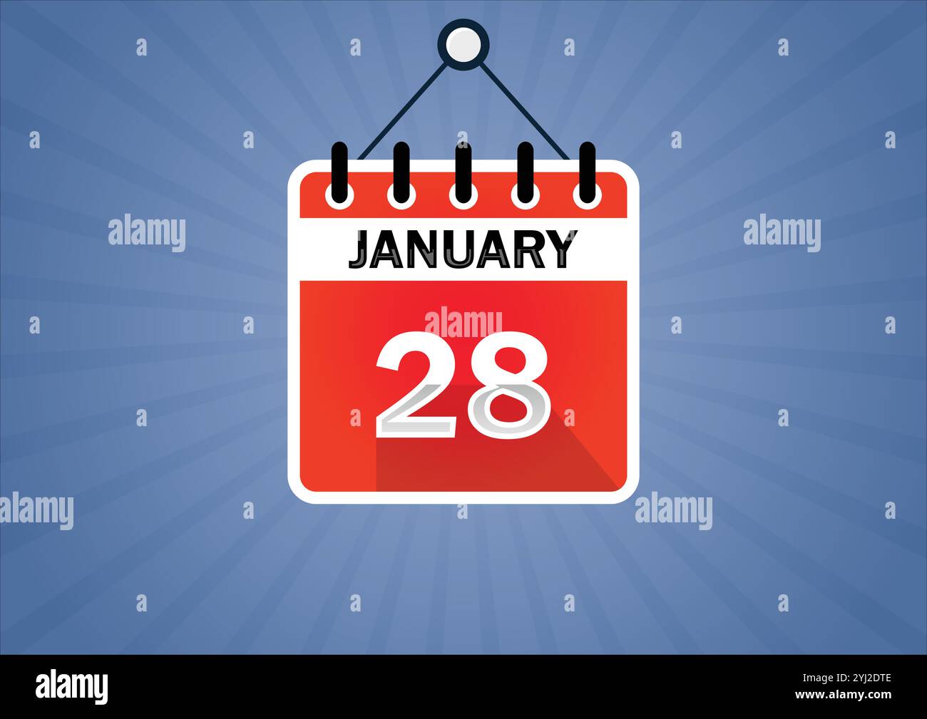 January 28, Calendar hanging sign. 28th days of the month, modern ...