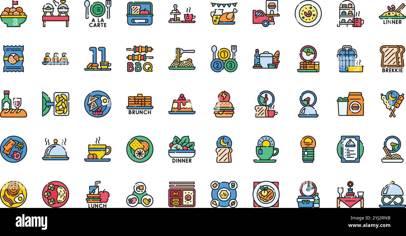 Mealsof the day icons High-Quality Vector Icons Collection with ...