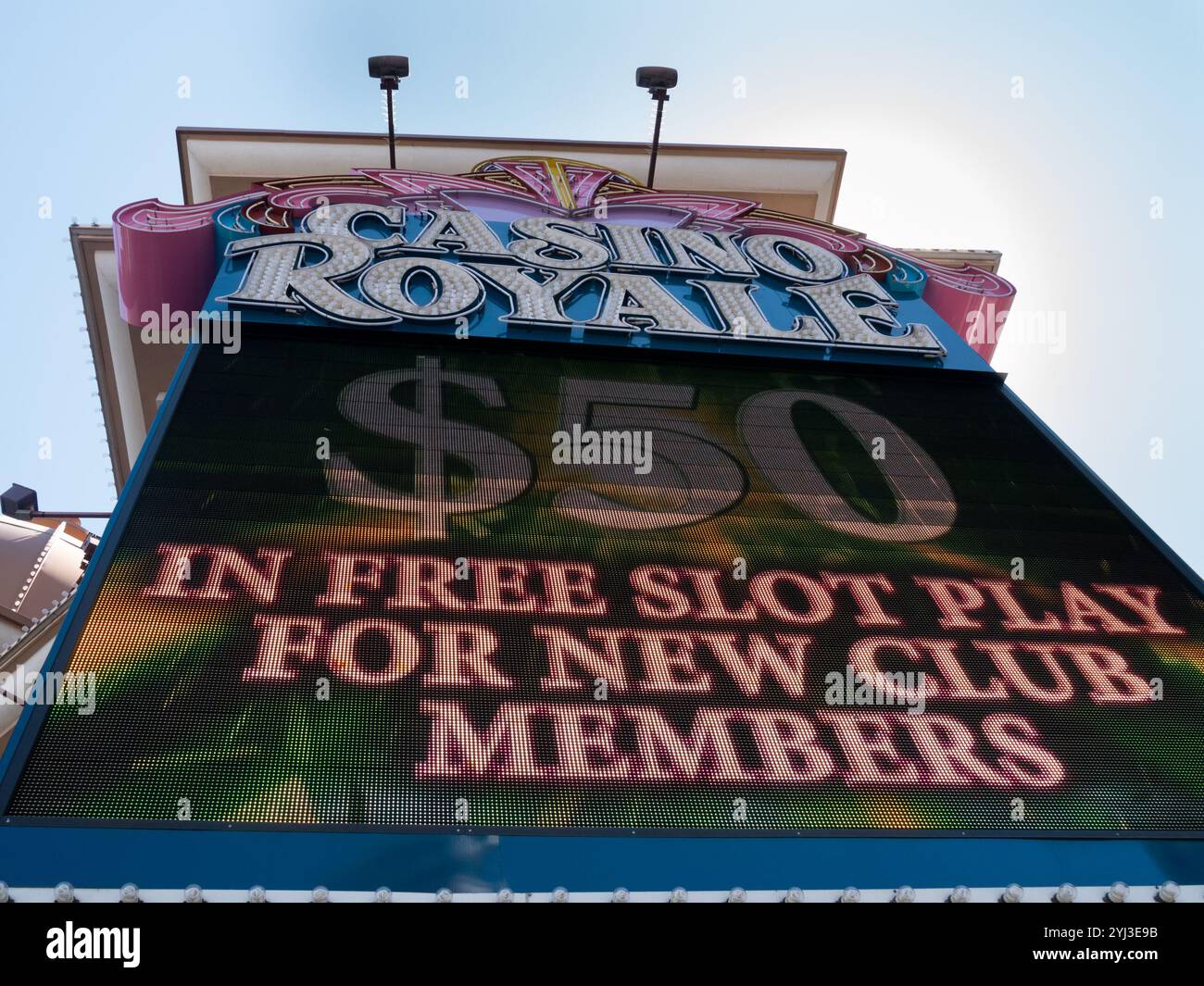 LAS VEGAS, NEVADA, USA - MAY 31, 2013:  Sign outside Casino Royale Casino Resort Hotel Stock Photo