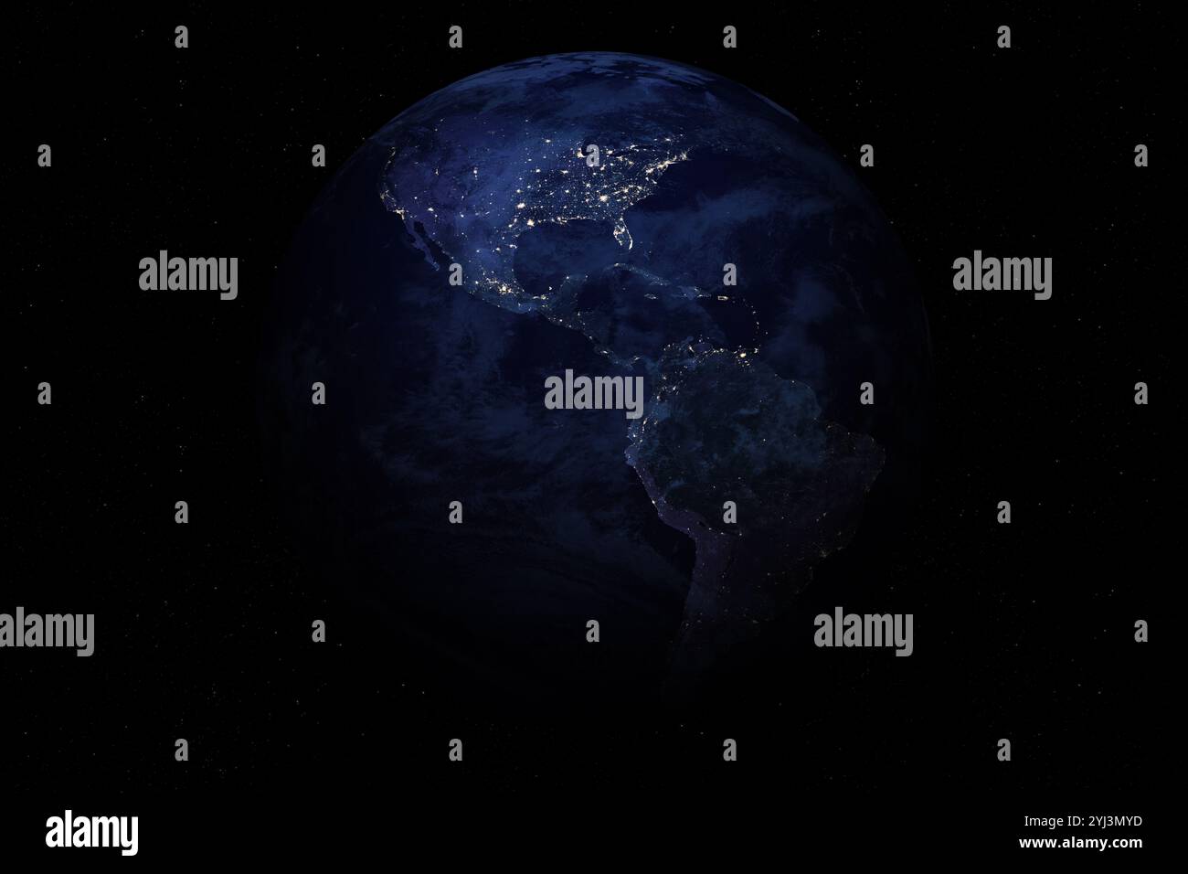 Planet Earth At Night. North America, Central and South America at ...