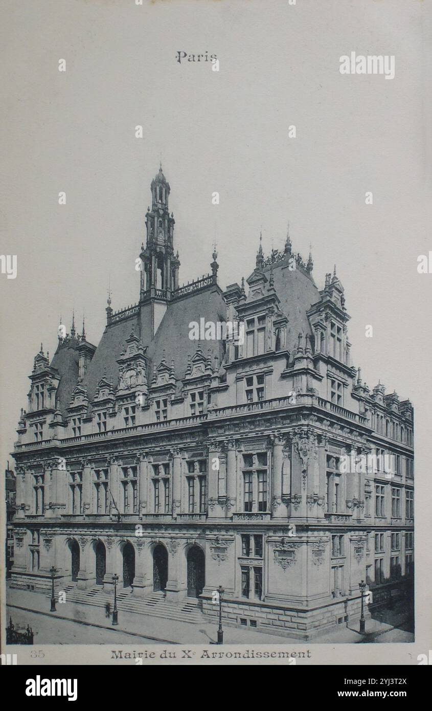 Vintage photo of Paris, Mairie du Xe Arrondissement. France. 1899 Stock Photo