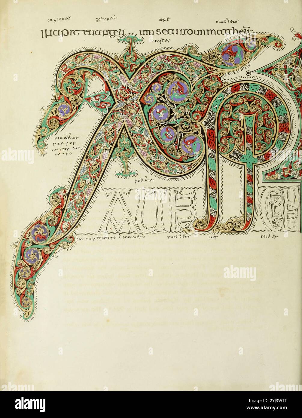 8th century illuminated manuscript hi-res stock photography