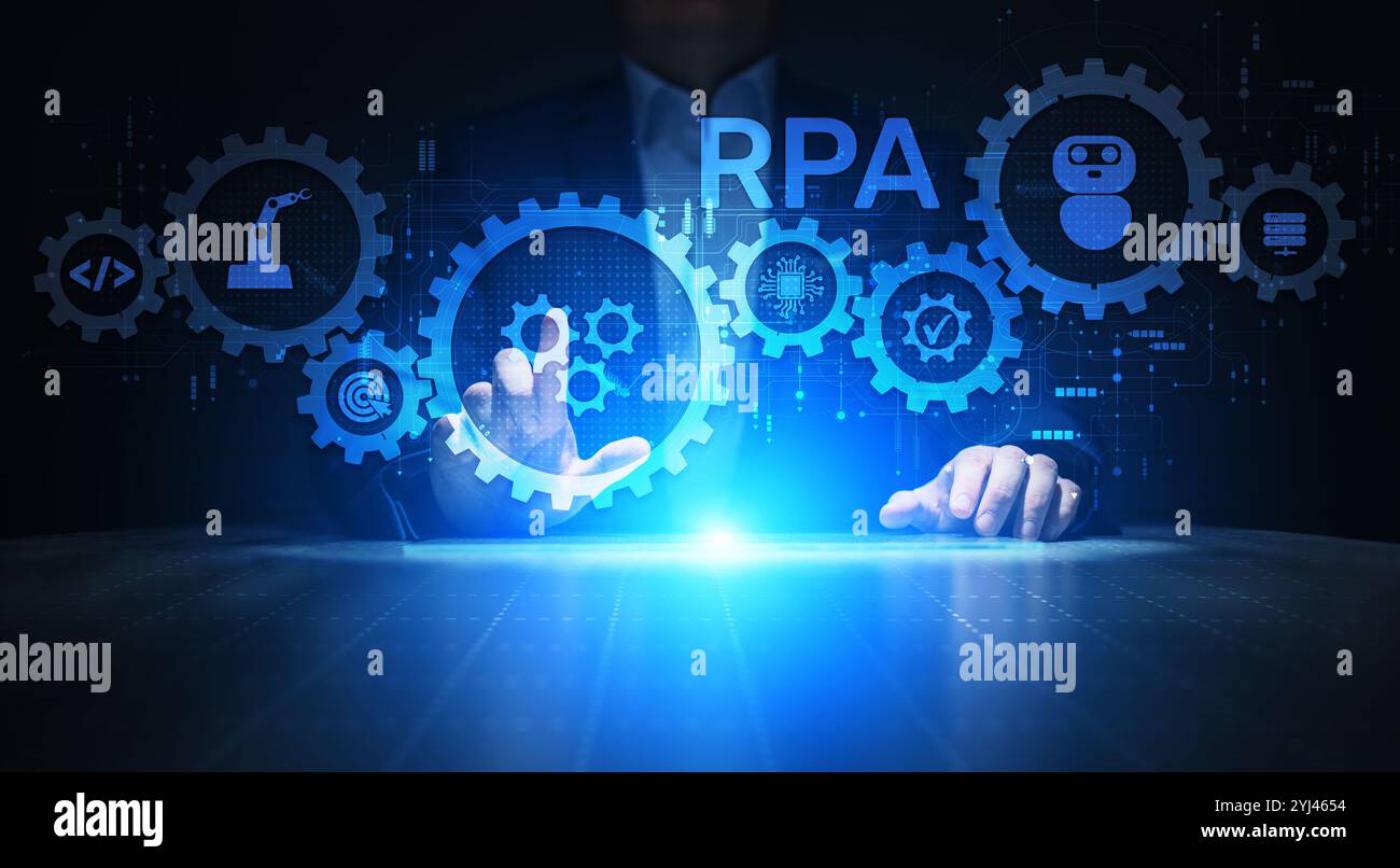 RPA Robotic process automation innovation technology concept on virtual ...
