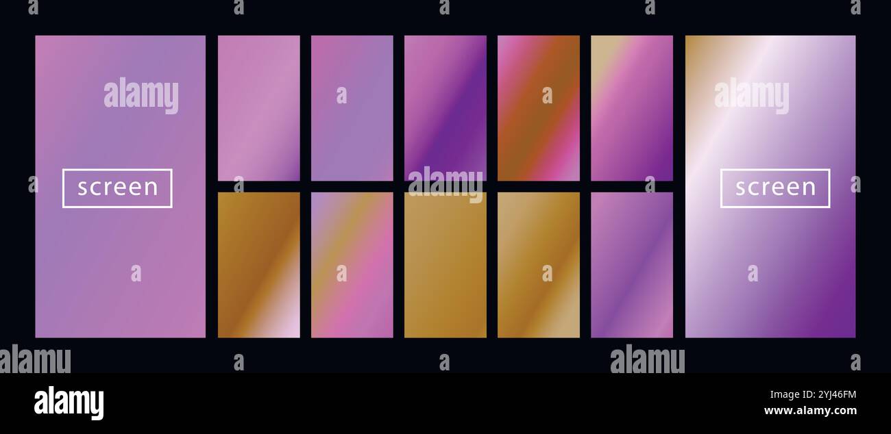 Mobile screen lock display collection of colorful backgrounds in trendy ...