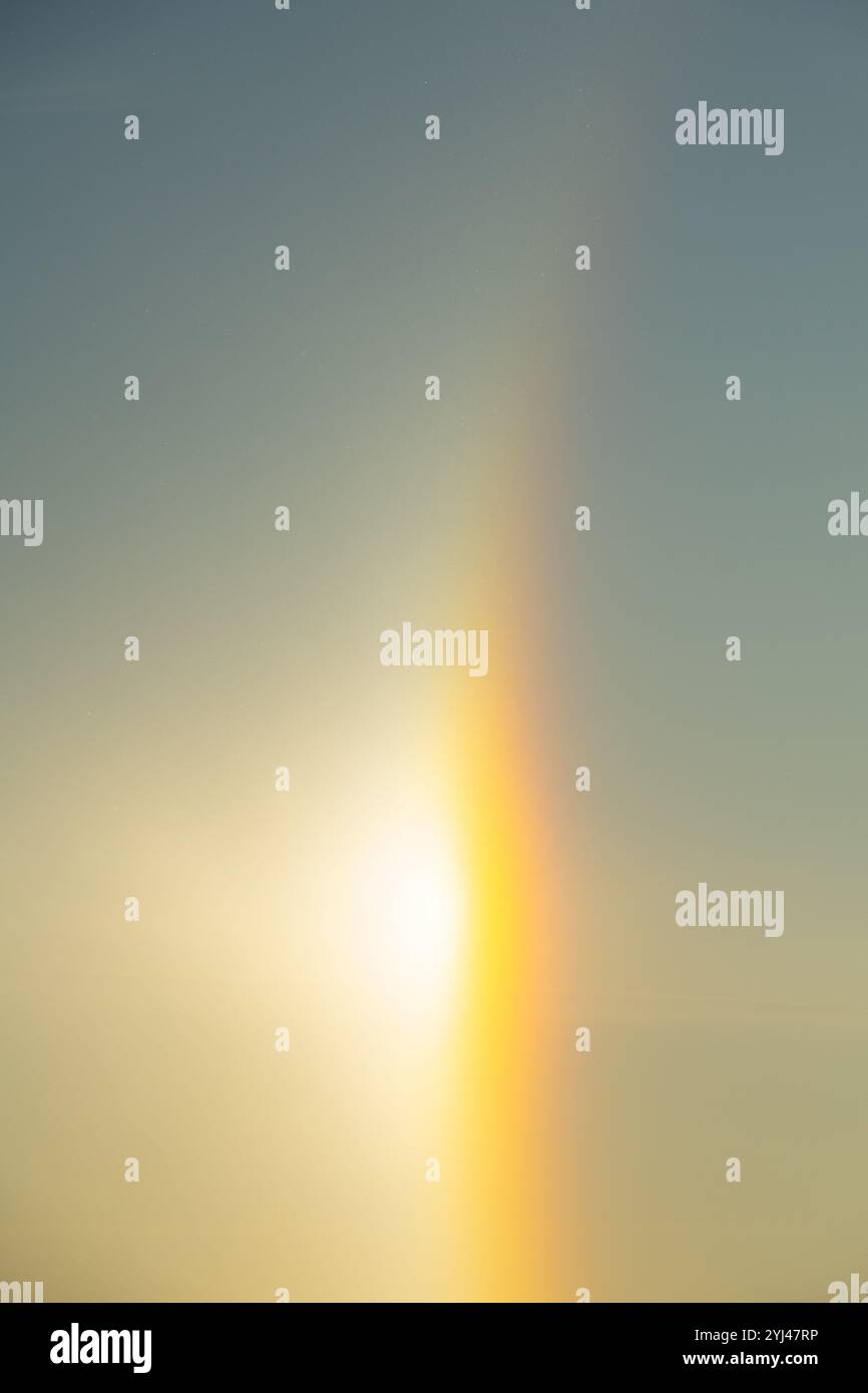 Solar halo, a rare effect seen in winter Stock Photo