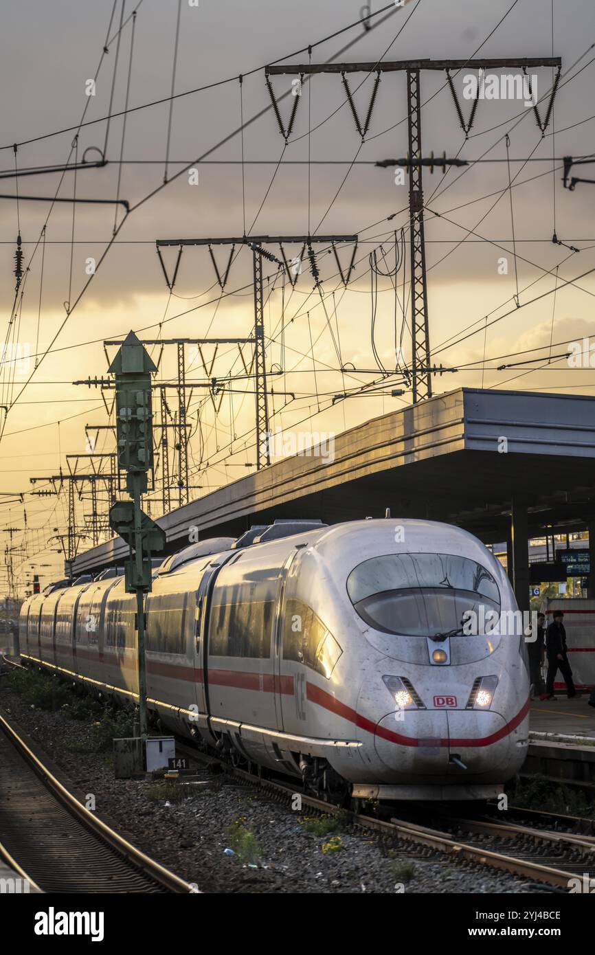 North Rhine-Westphalia, Germany, ICE train at Essen central station, on the platform, Europe Stock Photo