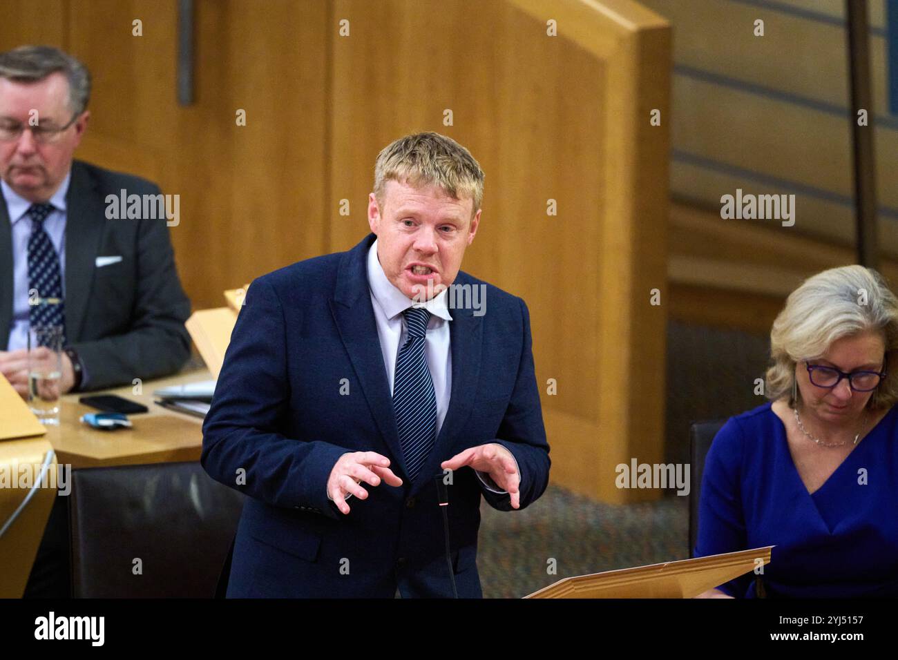 Edinburgh Scotland, UK 13 November 2024.Tim Eagle MSP at the Scottish Parliament for a Scottish Conservative and Unionist Party Debate on Reversing the Family Farm Tax credit sst/alamy live news Stock Photo