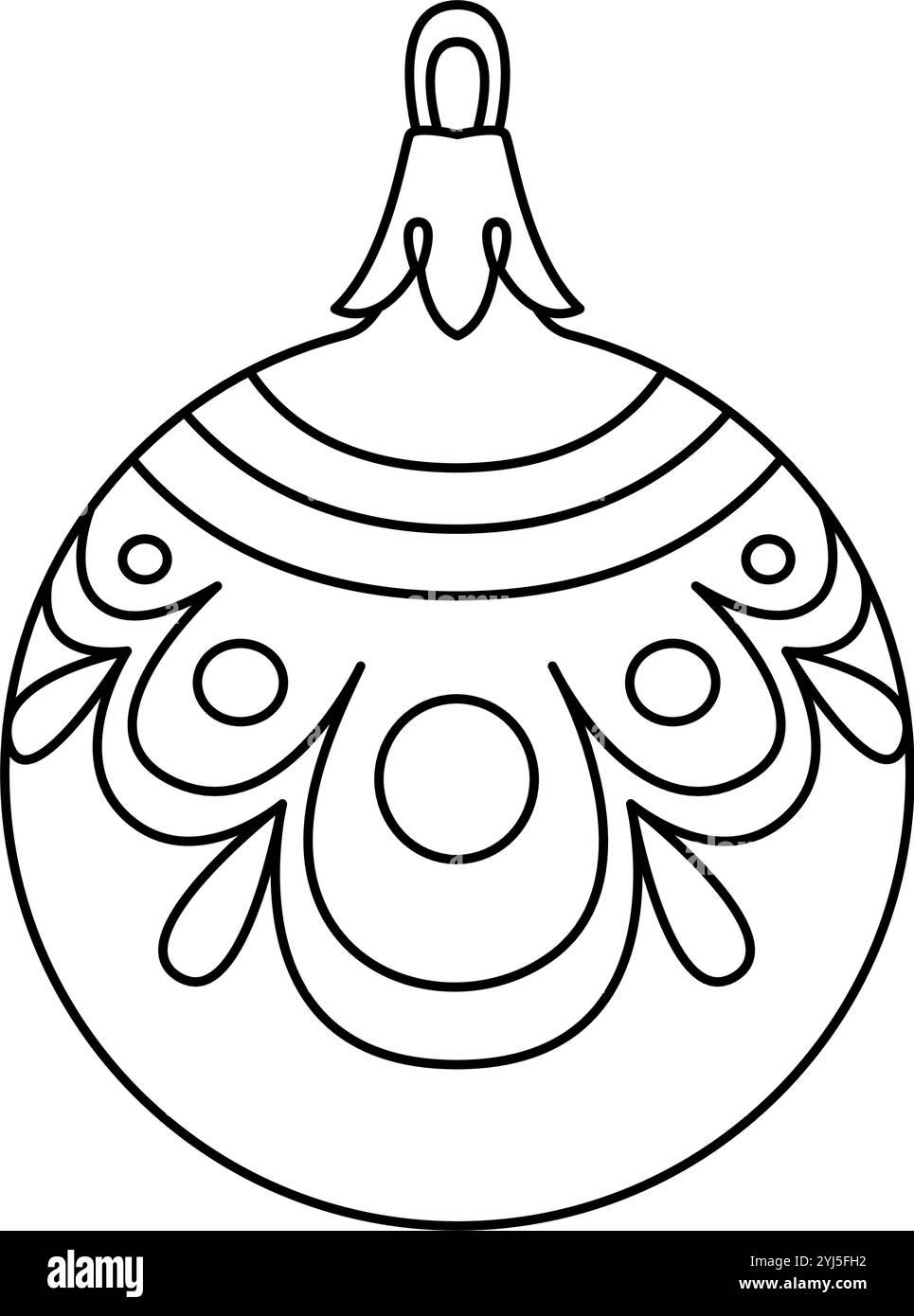 Vector christmas ball doodle style. Hand drawn black and white isolated ...