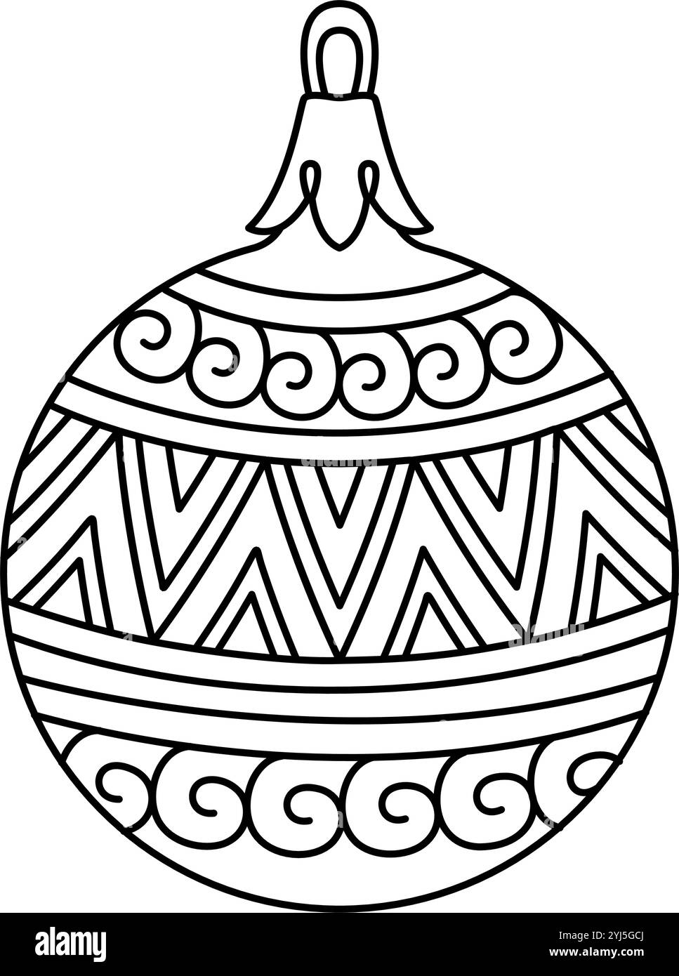 Vector christmas ball doodle style. Hand drawn black and white isolated ...