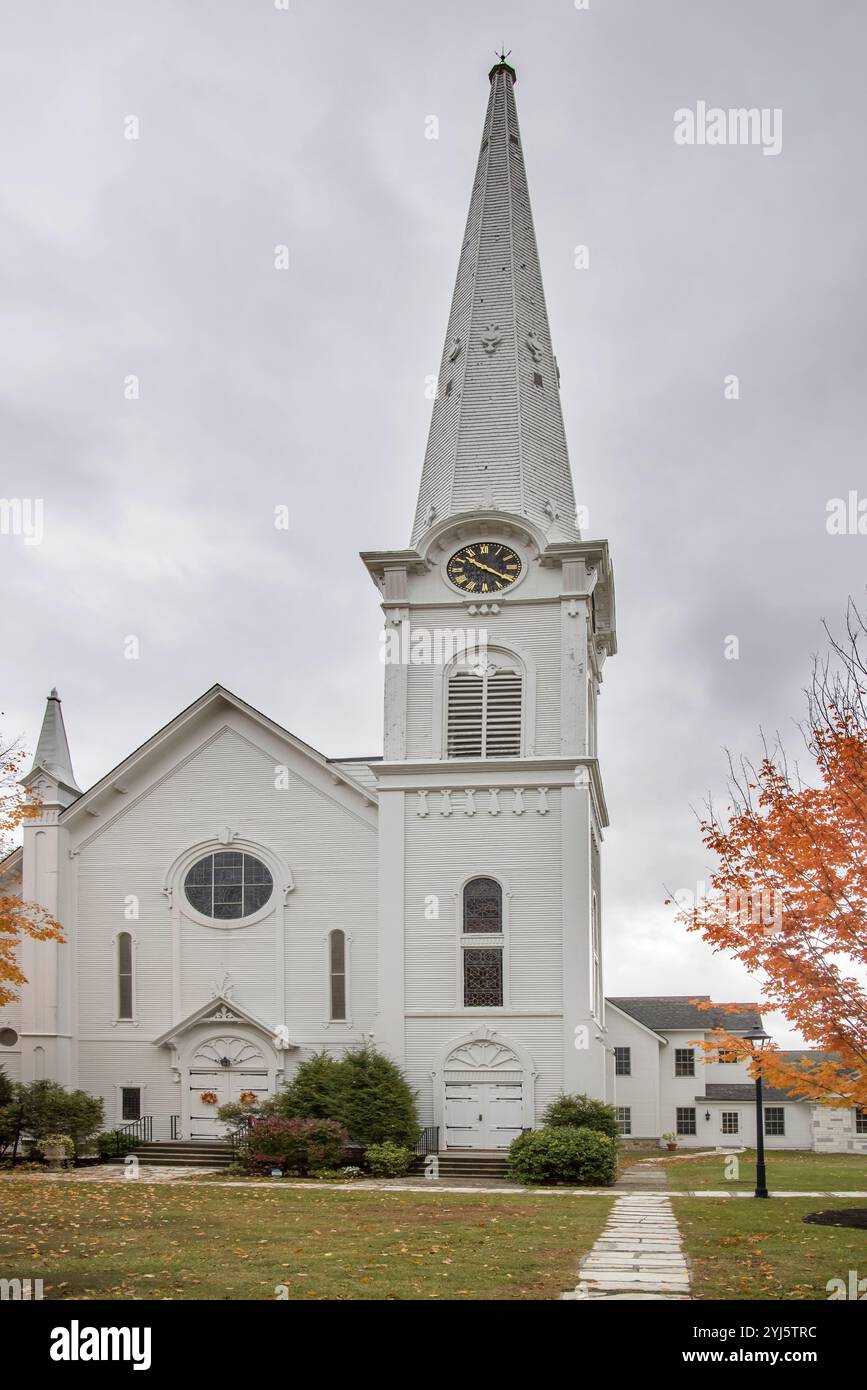 a fine white church in manchester in vermont usa Stock Photo