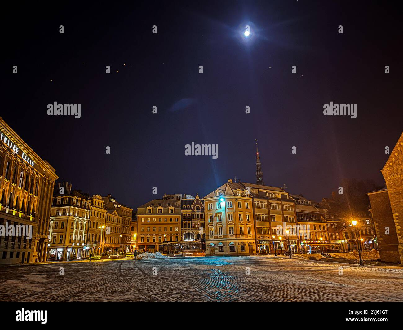 Night time in Latvia, Riga. - Smartphone Captured Stock Image