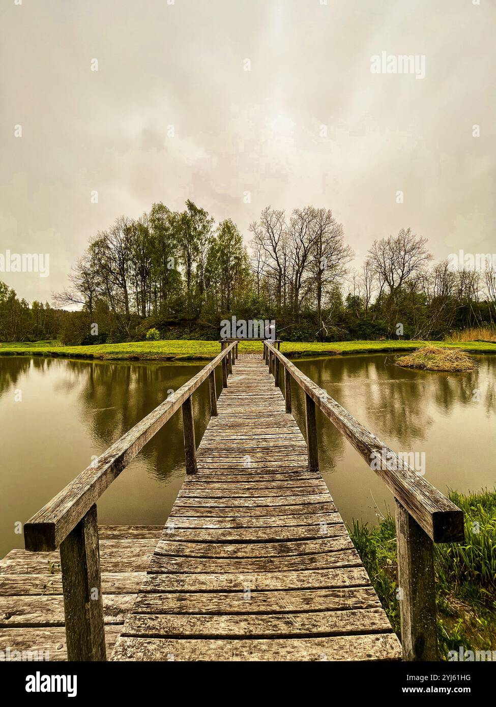 Abandoned bridge in Lithuanian park - Smartphone Captured Stock Image