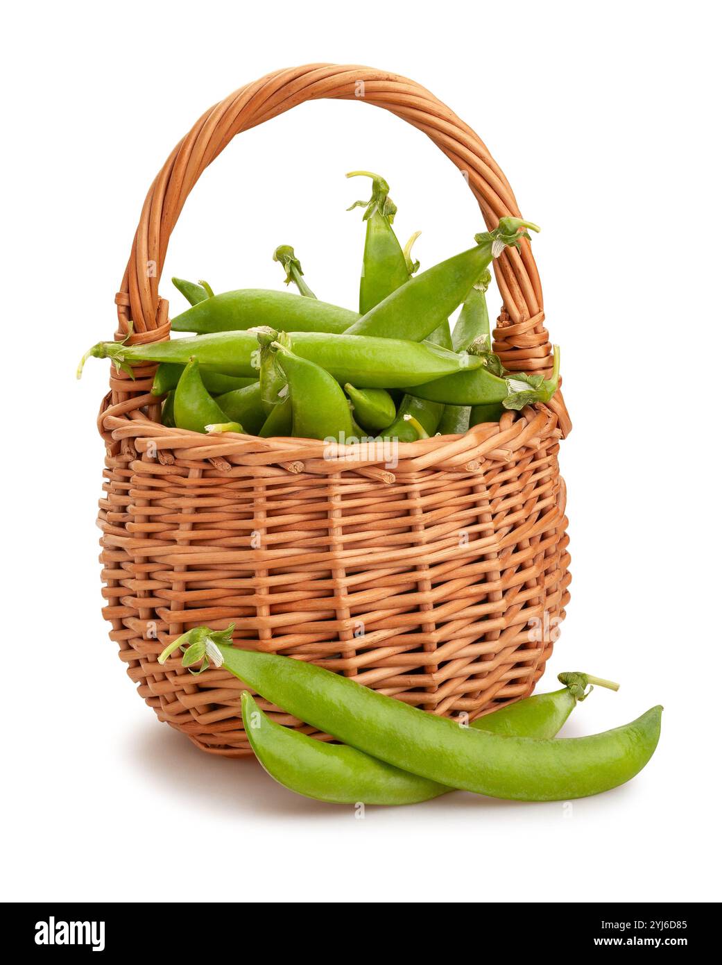 green peas basket path isolated on white Stock Photo