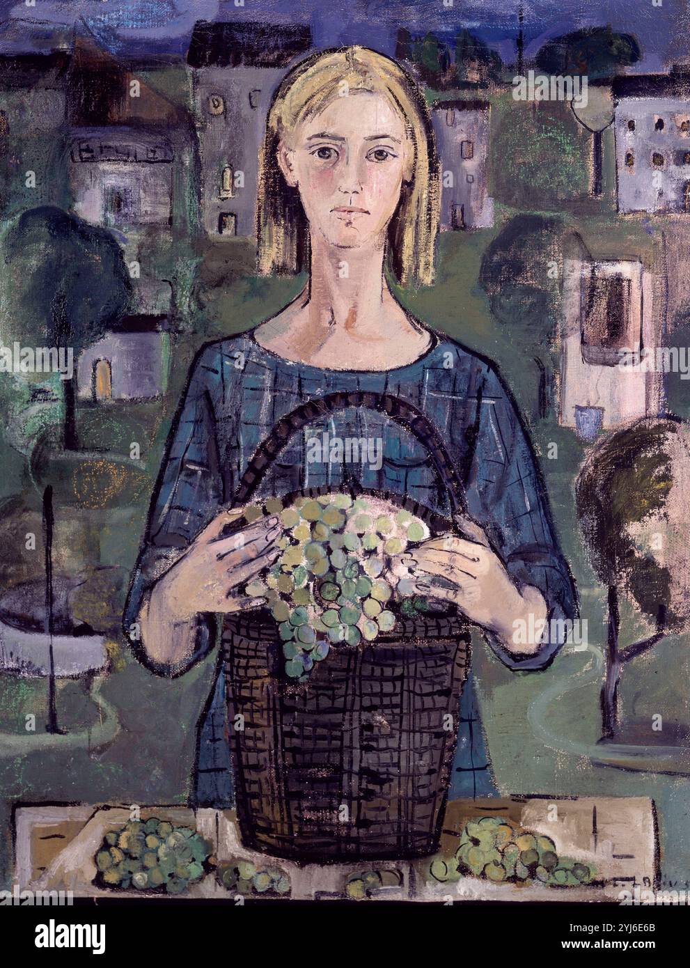 MUCHACHA CON CESTO DE UVAS 1955 Author CARMEN LAFFON DE LA ESCOSURA muchacha-con-cesto-de-uvas-1955-author-carmen-laffon-de-la-escosura